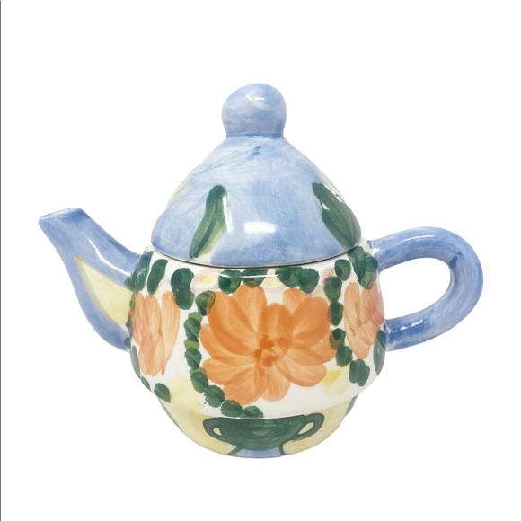 BELLA CASA By GANZ Mini Teapot Hand Painted Floral - Picture 2 of 7